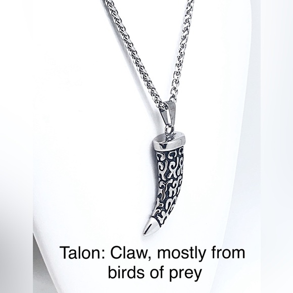 Large Stainless Steel Talon & Wheat Chain Necklace, NEW In Gift Box, Great Gift - Picture 5 of 6